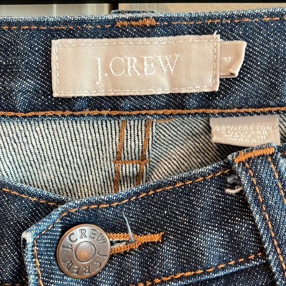 J Crew Women’s dark wash wide leg jeans size 4 with brown thread - Picture 2 of 5